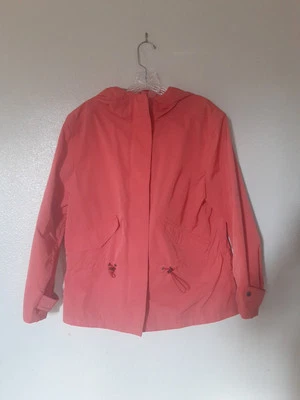 COACH Women’s Medium Rain Jacket Hooded Coat Orange/Coral RN# 132154  - Image 1 of 4
