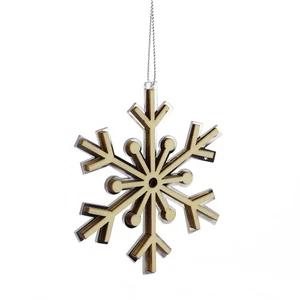 MIDWEST 4" Winter Rustic Wooden Mirrored Snowflake Christmas Ornament 18524987 - Picture 1 of 1