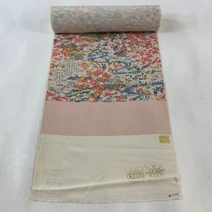 JAPANESE KIMONO FABRIC CLOTH BOLT LIGHT PINK FINE PATTERN PURE SILK AA0004 - Picture 1 of 5