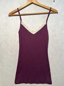 Old Navy Womens Fitted Tank Top Sz Small Purple Ribbed Lace Bella Swan 90s Y2K - Picture 1 of 7