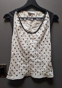 Prada Silk w/ Leather Trim Sleeveless Tank Top w/ Sequin Style Details - Size 36 - Picture 1 of 20