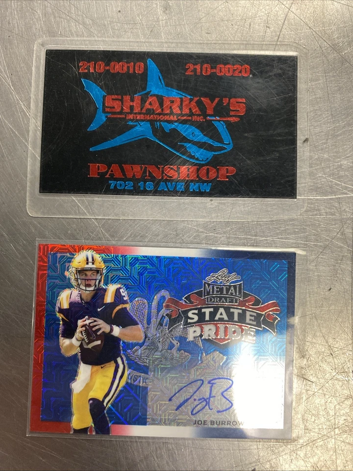 2020 Leaf Metal Draft State Pride Joe Burrow Red/White/Blue Wave Auto /4 SP-JB1 - Image 1 of 2