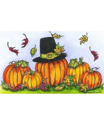 Sello de goma montado en madera de acción de gracias de calabazas peregrinas NORTHWOODS NN11174 nuevo Foto 1 de 4