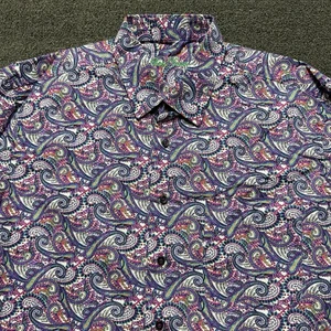 Alan Flusser Shirt Mens L Purple Paisley Cotton Long Sleeve Button Up - Picture 1 of 9