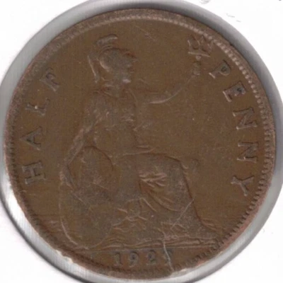 1929 Great Britain Circulated Half Penny George V & Britannia Coin! #1 - Image 1 of 2