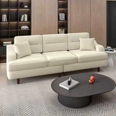 89 Inch Convertible Sofa with Storage, Living Room Furniture,Comfy Couches Beige - Image 1 of 4