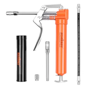 6pc Mini Pistol Grip Grease Gun with 3 OZ. Grease & Coupler (2900 PSI) Flex Hose - Picture 1 of 9