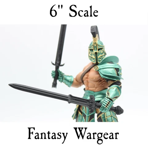 Custom 3D Printed Fantasy Weapons Lot Swords 6" for Mythic Legions Mezco Conan + Cover