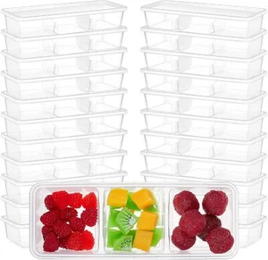 25 Pack 17oz 3-Compartment Meal Prep Containers with Lids, Reusable Bento Boxes - Picture 1 of 6