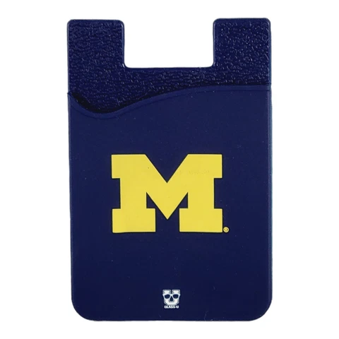 Glass-U Michigan Wolverines NCAA Cell Phone Card Holder Wallet - Silicone Cover