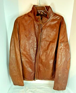 Robert Comstock Vertical  Lambskin Leather Zip Up Jacket Size Large - Picture 1 of 19