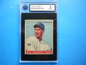 1933 GOUDEY GUM MLB BASEBALL CARD #134 EDGAR RICE KSA 2 GD NICE '33 GL - Picture 1 of 4