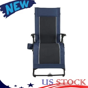 Folding Zero Gravity Reclining Lounge Chair Outdoor Beach Patio W/Utility Tray - Picture 1 of 7