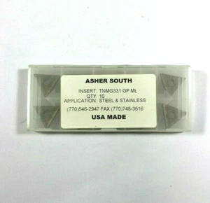 Asher South TNMG331 GP ML Carbide Inserts, Lot of 10 Inserts, USA, Brand New - Picture 1 of 2