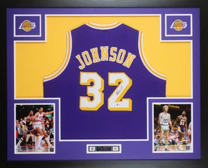 Magic Johnson Autographed & Framed Purple Lakers Jersey Auto Beckett COA  - Picture 1 of 5