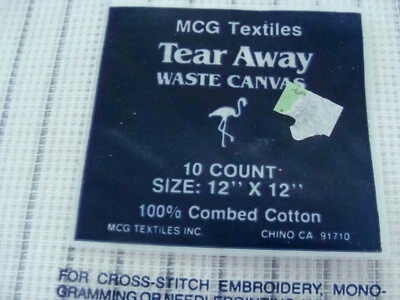 NOP MCG Textiles Cotton Fabric 12x12” Tear Away Waste Canvas 10 Ct - Image 1 of 4