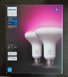 Philips Hue BR30 Bluetooth 85W Smart LED Bulb White & Color Ambiance (2-Pack) - Picture 1 of 2