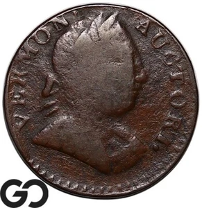 1787 Vermont Colonial Copper Cent, Very RARE Early Copper Coin - Picture 1 of 4