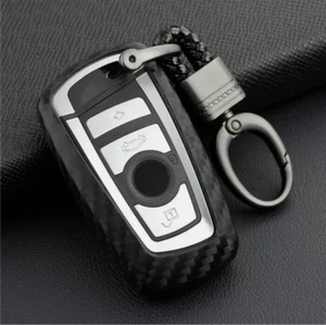 Carbon Fiber Remote Key Fob Cover Case Holder For BMW 1 3 4 7 5 Series+Keychain - Picture 1 of 9