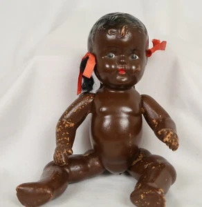 "Muñeco bebé compuesto afroamericano/negro vintage ~11"" juguete años 30? Articulado - Imagen 1 de 20