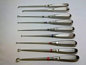 V.Mueller Set Of 9 PCS Bone Curettes Spinal Orthopedics instruments - Picture 1 of 8