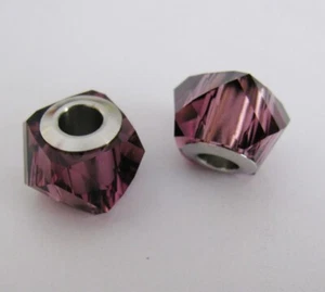 Amethyst Swarovski BeCharmed Helix Bead - European Fit Bracelet Charm - Picture 1 of 7