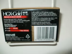 Maxell HGX-Gold TC-30 VHS-C Camcorder Videocassette Tape-Sealed - Picture 1 of 4
