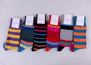 6 pairs Paul Smith colorful mid calf cotton blend socks Size 7-12 US / 40-45 EU - Picture 1 of 7