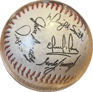 Atlanta Braves Printed Signed Baseball 1995/96 World Series Winners in Hard Case - Picture 1 of 9