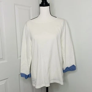 Talbots Damen M Tunika Top T-Shirt Pullover 100 % Baumwolle weiß 3/4 Ärmel - Bild 1 von 9