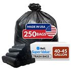 Reli Supervalue 40 45 Gallon Trash Bags 250 Count Bulk Made In Usa  Black