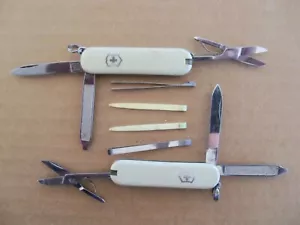 Lot of 2 Victorinox Classic SD Swiss Army Pocket Knife - White - Very Good - Picture 1 of 3