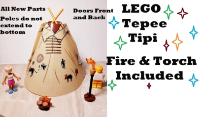 LEGO Tepee Tent Tipi Buckskin Native Fire Torch Sweat Hut Carvings Painting - Image 1 of 2