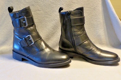 Botas de combate/motocicleta de cuero negras Emanuele Crasto hechas en Italia talla 7,5/8 Foto 1 de 4