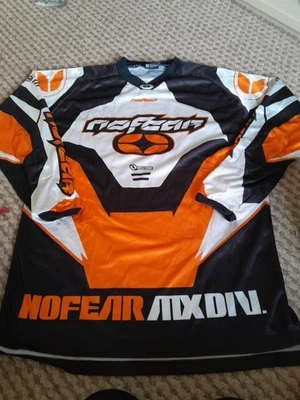 No Fear Motocross Trials Shirt Jersey Medium Orange Black Retro Mens - Image 1 of 4