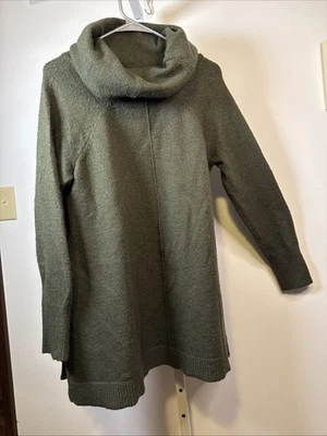 Max Studio Olive Green Alpaca Blend Cowl Neck Tunic Sweater Size 1X Side Slits - Image 1 of 4
