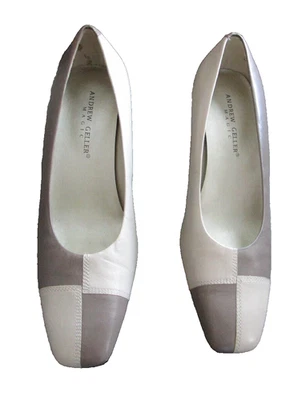 Zapatos de salón Andrew Geller color beige topo bloques Magic Harmony de cuero para mujer talla 9W NUEVO Foto 1 de 4