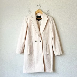 J. CREW Daphne Coat Women Sz 4 Cream Italian Boiled Wool Double Breasted Peacoat - Picture 1 of 13