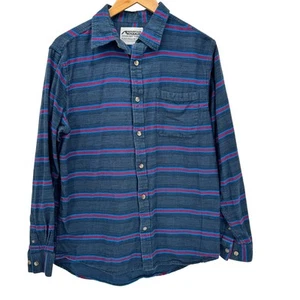 Mountain Khakis Shirt Mens Medium Blue Stripe Flannel Button Up Classic Fit  - Picture 1 of 10