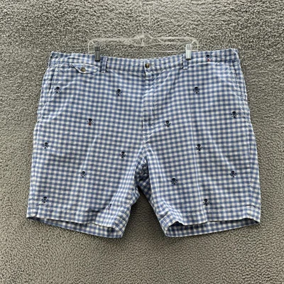 Polo Ralph Lauren Shorts Mens 48 Blue Check Skull Embroidered Classic Preppy - Image 1 of 4