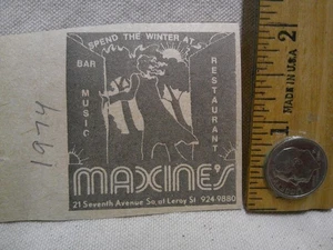 MAXINE'S club bar restaurante NYC 1974 vintage AD de Village Voice - Imagen 1 de 1