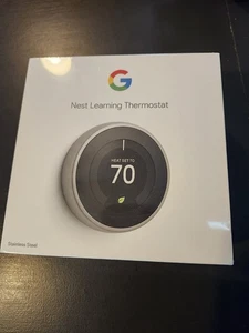 SEALED Google Nest T3017ES 3rd Gen Wi-Fi Smart Learning Thermostat: Stainless - Picture 1 of 4