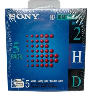 SONY Micro 3.5" Floppy Disc Double Sided IBM Formatted 5MFD-2HD High Density - Afbeelding 1 van 2