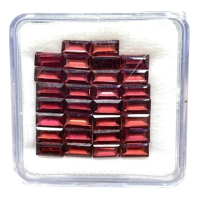 30 Pcs Natural Garnet 6x3mm Baguette Cut Top Quality Loose Untreated Gemstones - Image 1 of 4