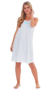 i-Smalls Women's Nightdress 100% Cotton Jersey Sleeveles Nightie - Picture 1 of 8