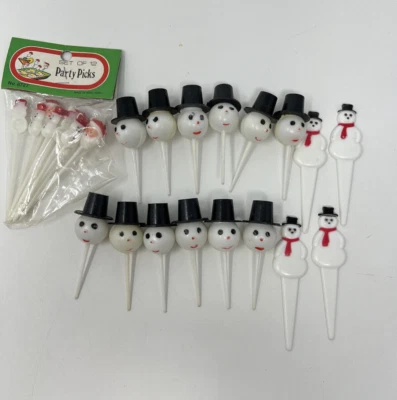 28 selecciones florales vintage de plástico para cupcakes muñeco de nieve de Navidad Foto 1 de 4