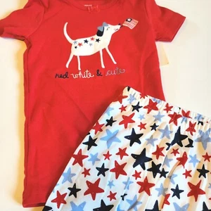 Gymboree Girl 4 Dog Red White Cute 4th of July Gymmies Pajamas NWT PJs Summer - Picture 1 of 2
