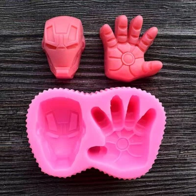 Molde de silicona Iron Man cabeza de mano fondant chocolate Sugarcraft hágalo usted mismo resina de arcilla Foto 1 de 4