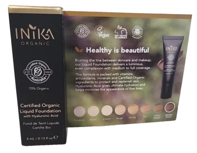Inika Organic Liquid Foundation Cocoa 4ml Vegan Halal - Image 1 of 2