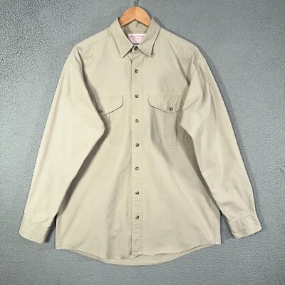Vintage 90s CC Filson Shirt Jacket Mens L Extra Long Cover cloth Khaki Made USA - Image 1 of 4